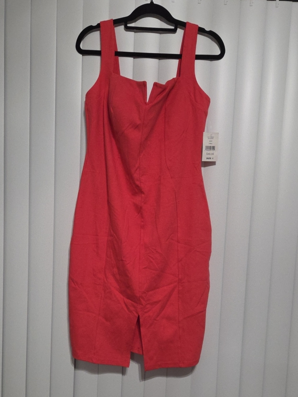 Fashion to Figure Coral-Red Sleeveless Midi Sheath Dress